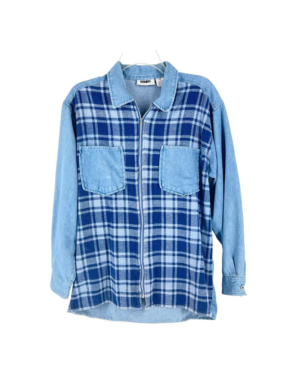90s zip front chambray Gitano shirt 1990s vintage
